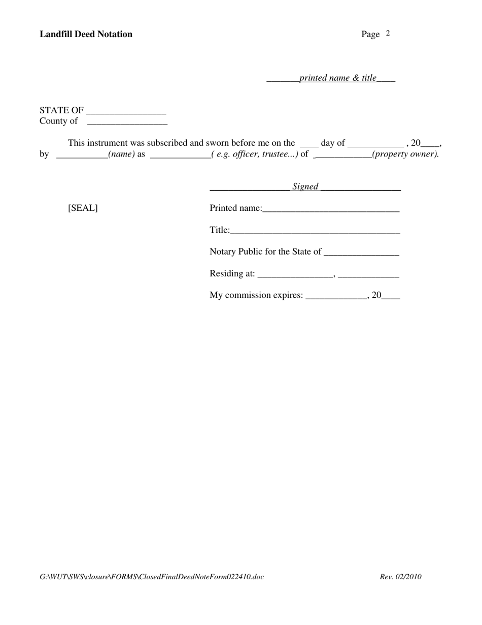 Montana Notice of Closed Landfill Deed Notation Form - Fill Out, Sign ...