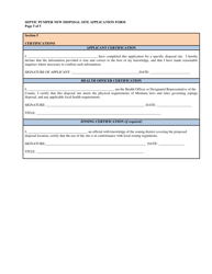 Septic Tank, Cesspool, and Privy Cleaner New Disposal Site Application Form - Montana, Page 5