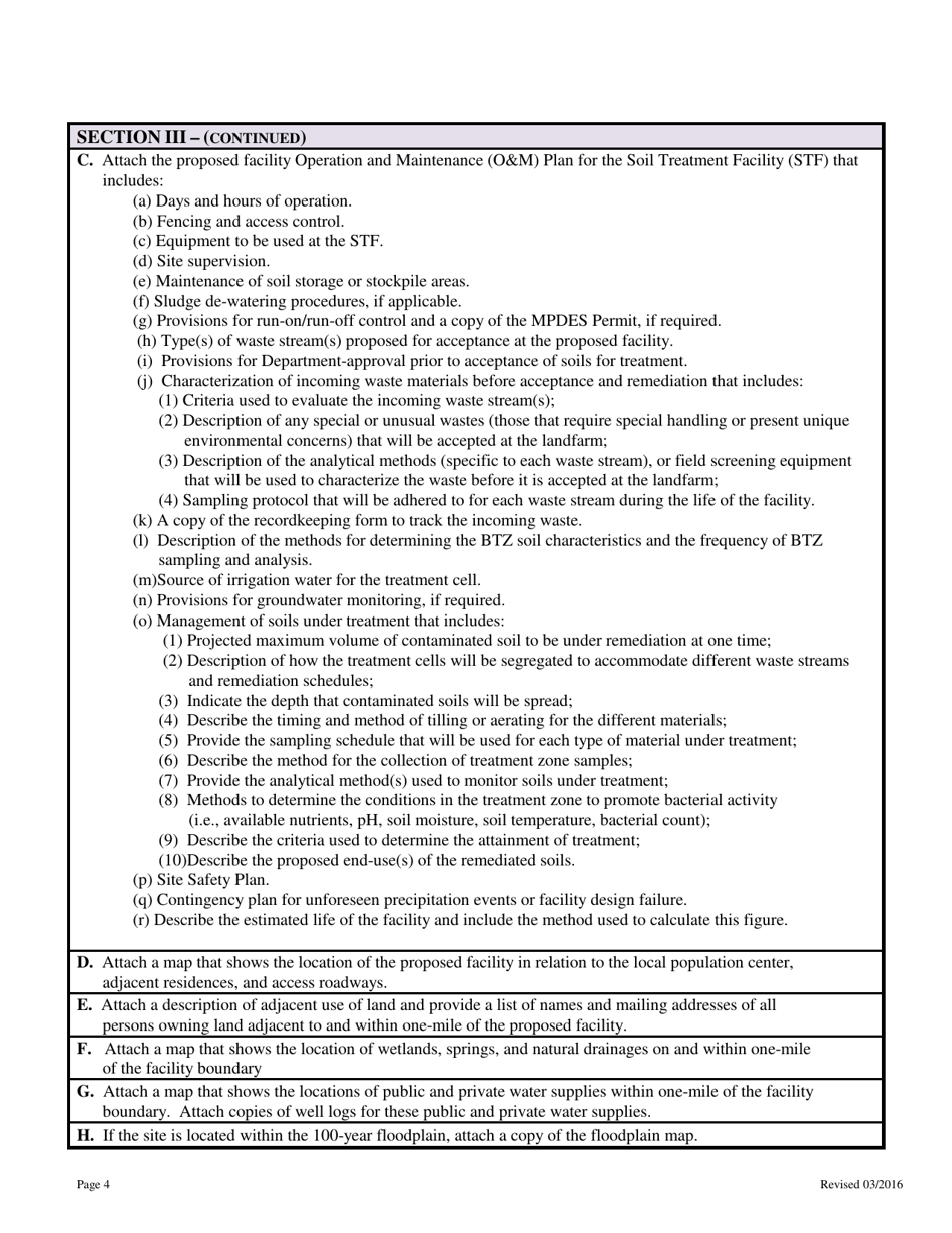 Soil Treatment Facility License Application - Montana, Page 4