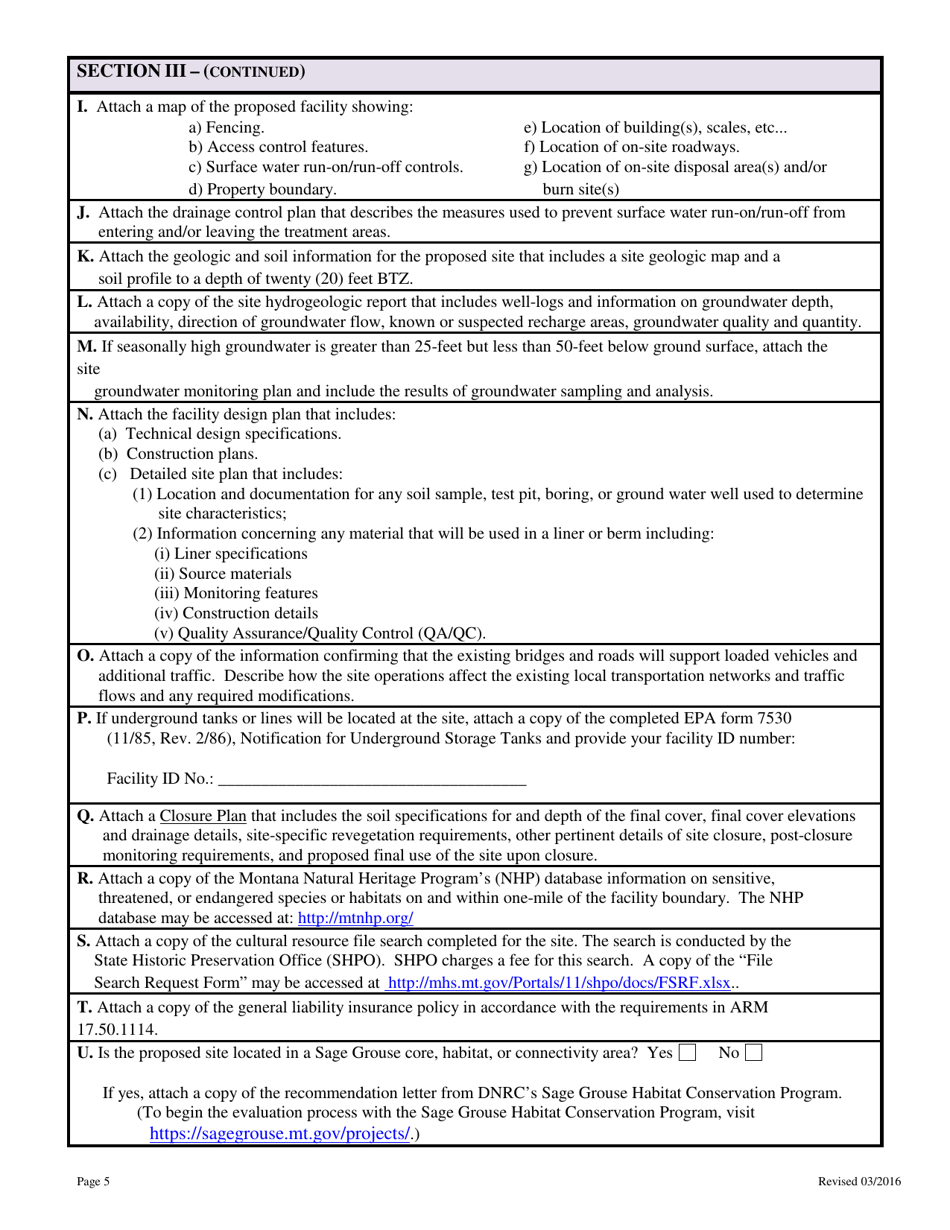 Soil Treatment Facility License Application - Montana, Page 5
