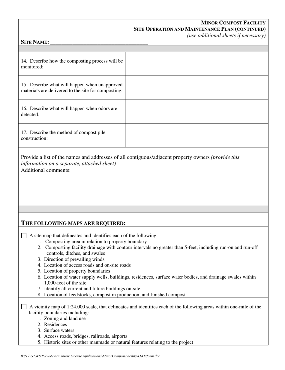 Minor Compost Facility Site Operation and Maintenance Plan - Montana, Page 2