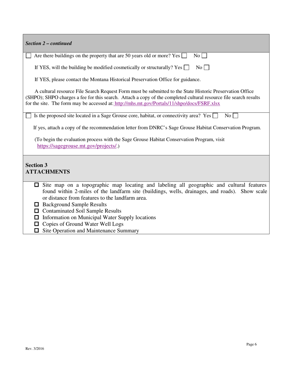 One-Time Landfarm License Application - Montana, Page 6