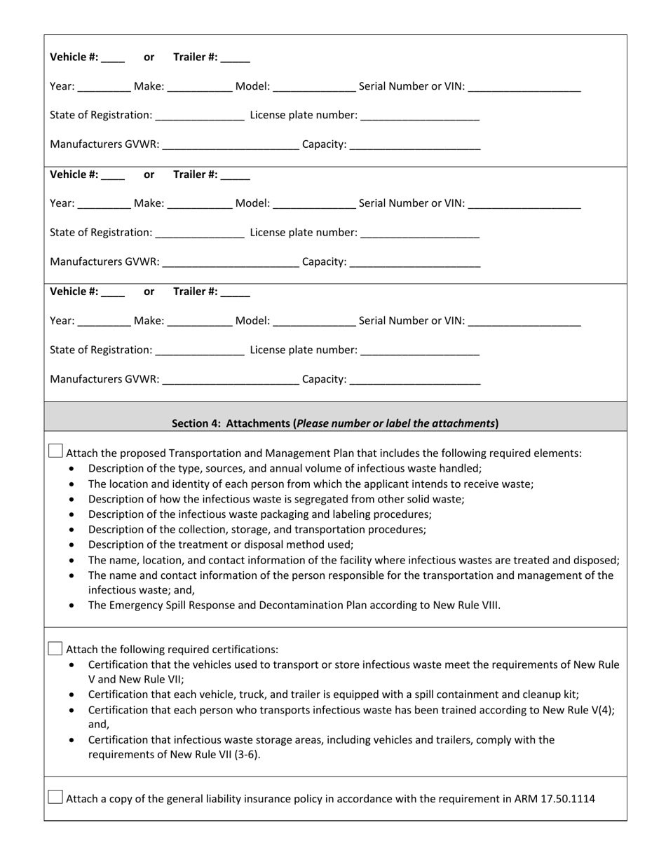 Infectious Waste Transporter Registration Form - Montana, Page 2
