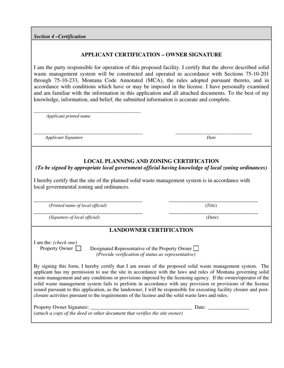 Small Composter Facility License Application - Montana, Page 4