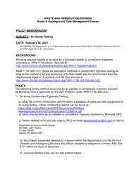 Dri-Sump Containment Tightness Test Report - Montana