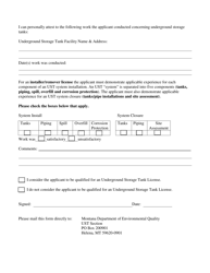 Installer/Remover License Application Reference Form - Montana Underground Storage Tank Program - Montana, Page 2