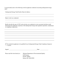 Compliance Inspector Application Reference Form - Montana Underground Storage Tank Program - Montana, Page 2