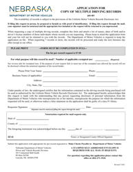 Application for Copy of Multiple Driving Records - Nebraska
