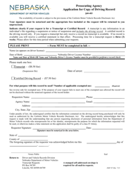 Form DMV07-06A &quot;Prosecuting Agency Application for Copy of Driving Record&quot; - Nebraska