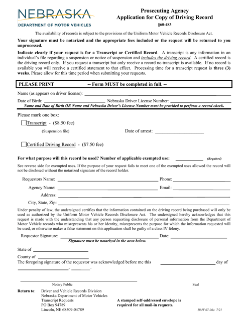 Form DMV07-06A  Printable Pdf