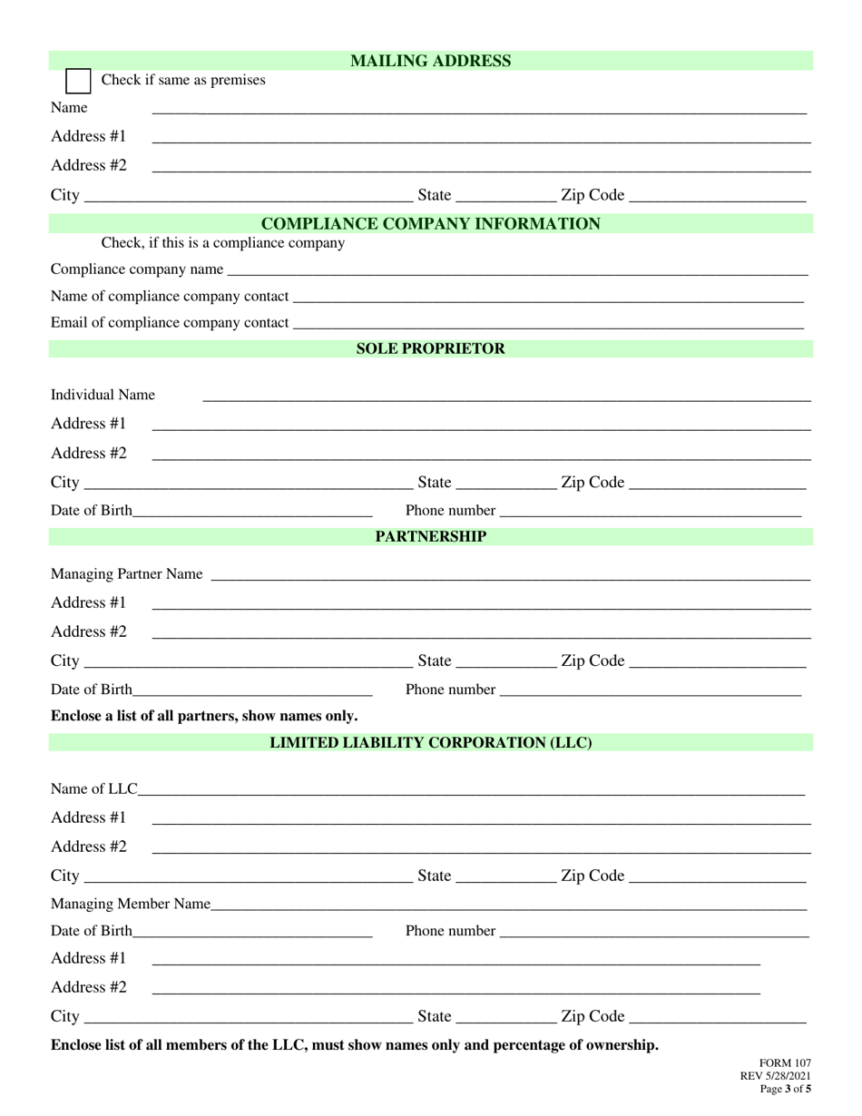 Form 107 Application to Ship to Wholesalers - Nebraska, Page 3