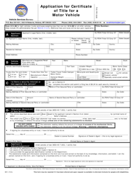 Document preview: Form MV1 Application for Certificate of Title for a Motor Vehicle - Montana