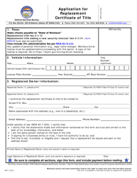 Form MV7 &quot;Application for Replacement Certificate of Title&quot; - Montana