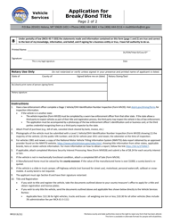 Form MV10 Application for Break/Bond Title - Montana, Page 2