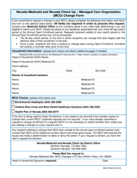 Document preview: Form NMO-5006E/S Nevada Medicaid and Nevada Check up - Managed Care Organization (Mco) Change Form - Nevada (English/Spanish)