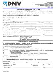 Form SP59 &quot;Expedited Service Permit Application&quot; - Nevada