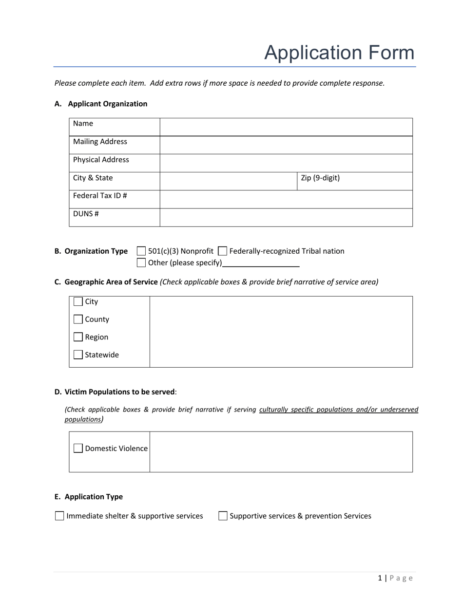 Arp Fvpsa Application Form - Nevada, Page 1