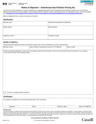 Form RC644 Notice of Objection - Greenhouse Gas Pollution Pricing Act - Canada