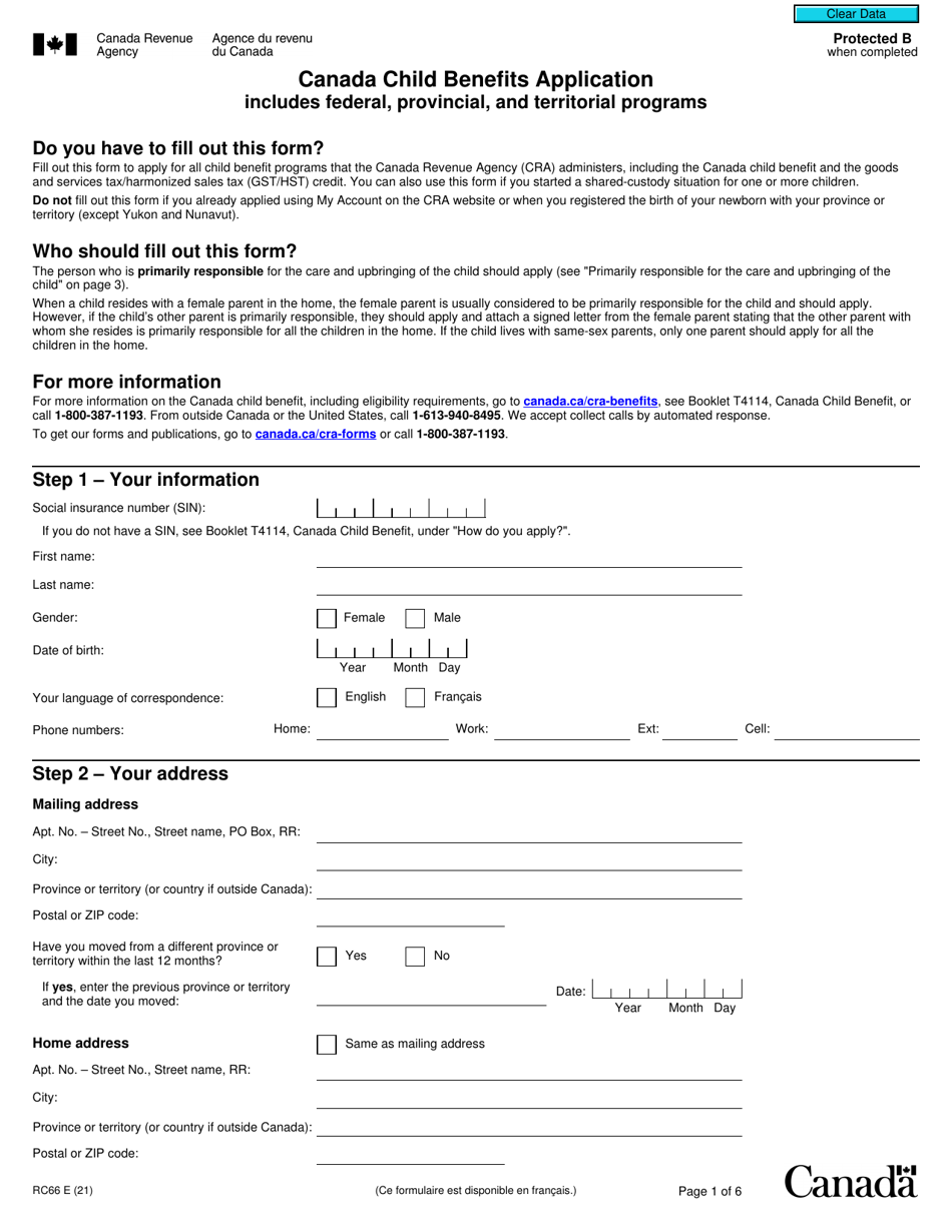 Cra Rc366 Form Form RC66 - Fill Out, Sign Online and Download Fillable PDF, Canada ...
