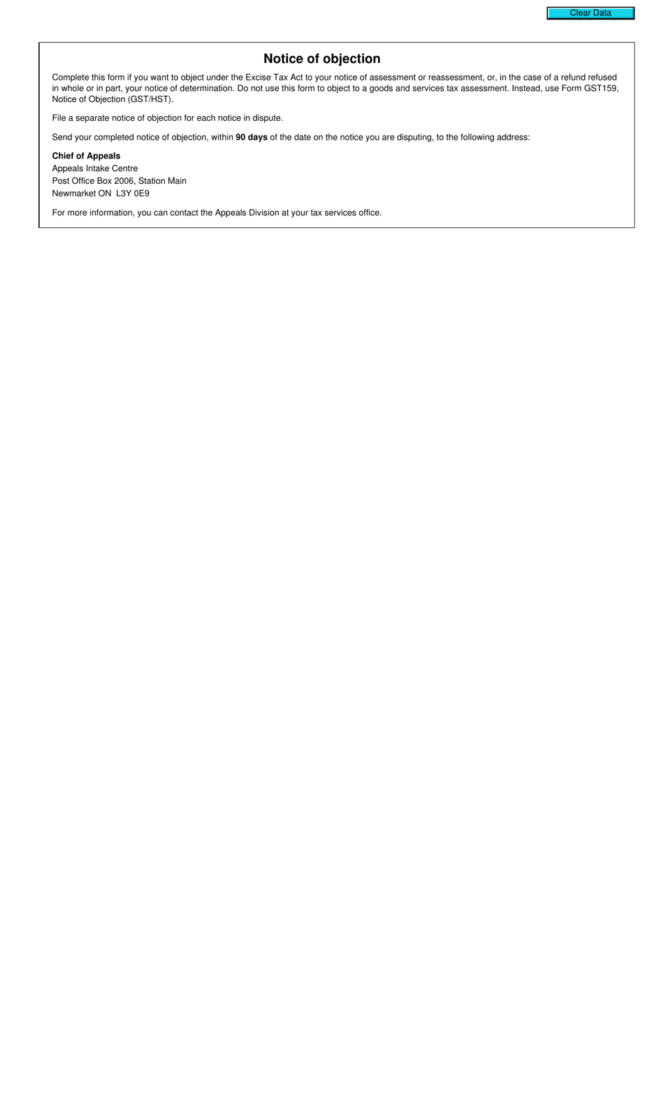 Form E413 Notice of Objection (Excise Tax Act) - Canada, Page 2