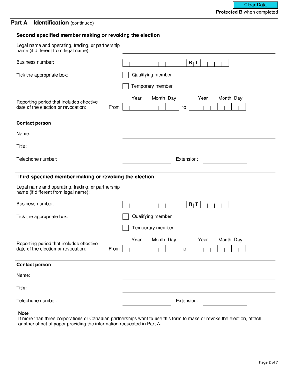 Form RC4616 Election or Revocation of an Election for Closely Related Corporations and / or Canadian Partnerships to Treat Certain Taxable Supplies as Having Been Made for Nil Consideration for Gst / Hst Purposes - Canada, Page 2