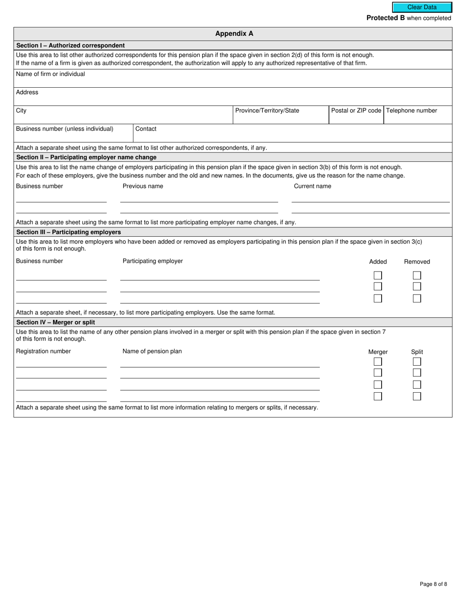 Form T920 Application to Amend a Registered Pension Plan - Canada, Page 8
