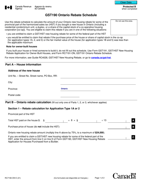 Form RC7190-ON  Printable Pdf