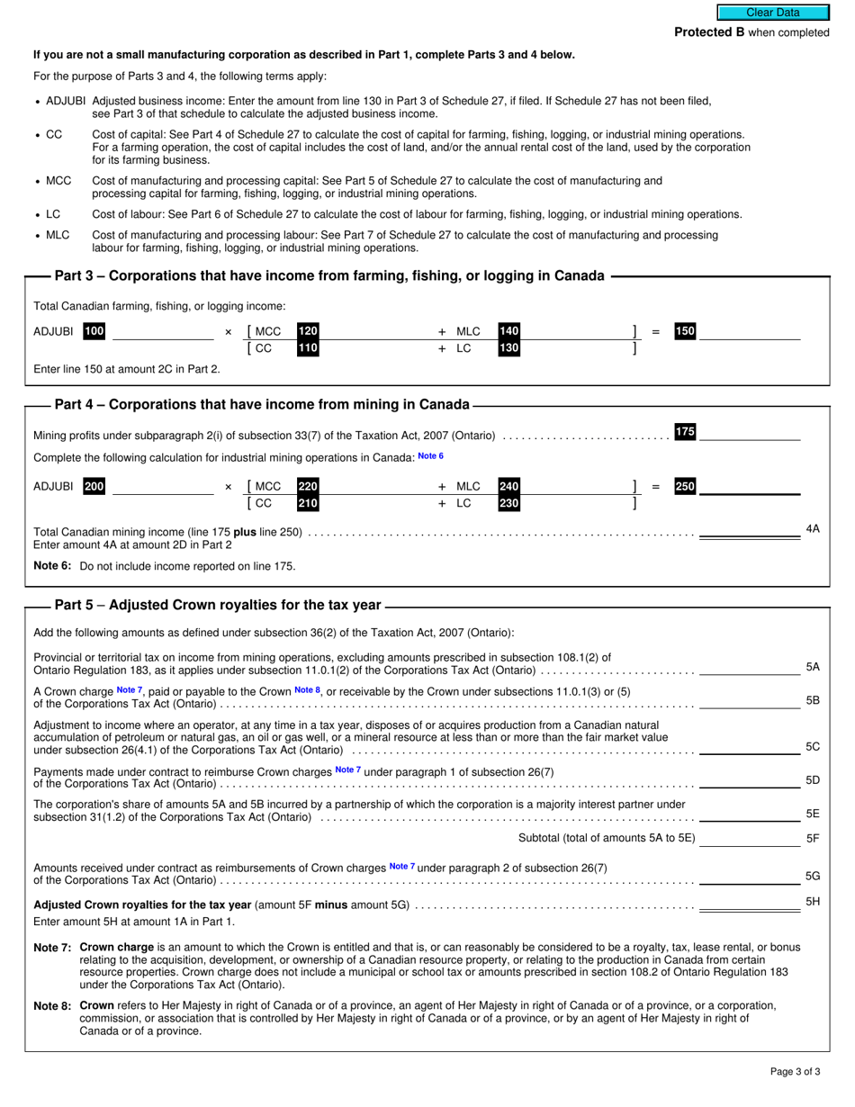 Form T2 Schedule 502 Ontario Tax Credit for Manufacturing and Processing (2020 and Later Tax Years) - Canada, Page 3