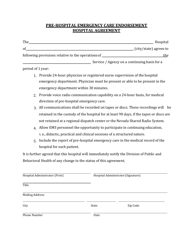 Document preview: Pre-hospital Emergency Care Endorsement Hospital Agreement - Nevada