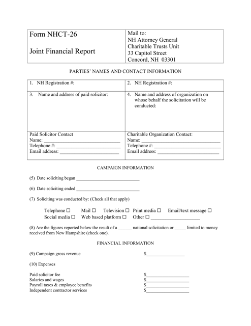Form NHCT-26  Printable Pdf