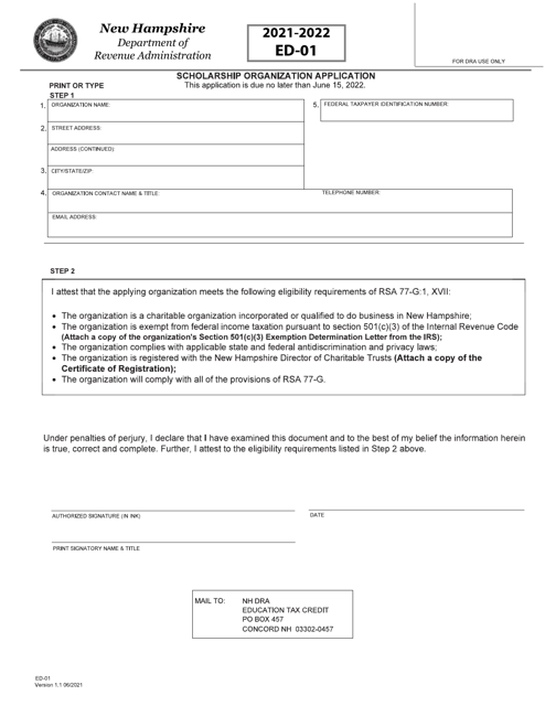 Form ED-01 2022 Printable Pdf