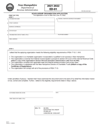 Form ED-01 Scholarship Organization Application - New Hampshire