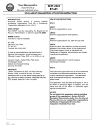 Form ED-01 Scholarship Organization Application - New Hampshire, Page 2