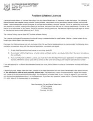 Document preview: Form BUS21001 Resident Lifetime License Application - New Hampshire
