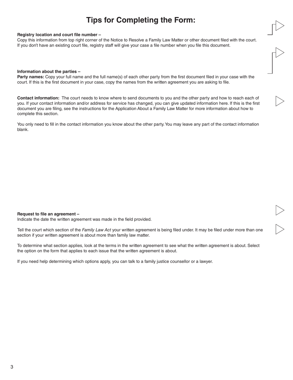 Form 26 (PFA736) Request to File an Agreement - British Columbia, Canada, Page 3