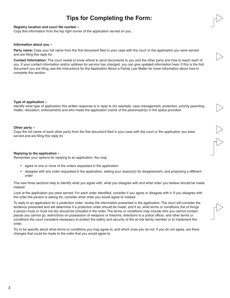 Form 19 (PFA731) Written Response to Application - British Columbia, Canada, Page 3