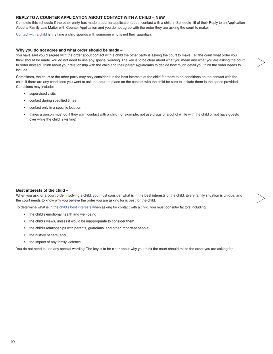 Form 8 (PFA716) Reply to a Counter Application - British Columbia, Canada, Page 19