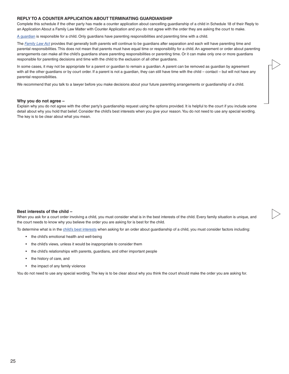 Form 8 (PFA716) Reply to a Counter Application - British Columbia, Canada, Page 25