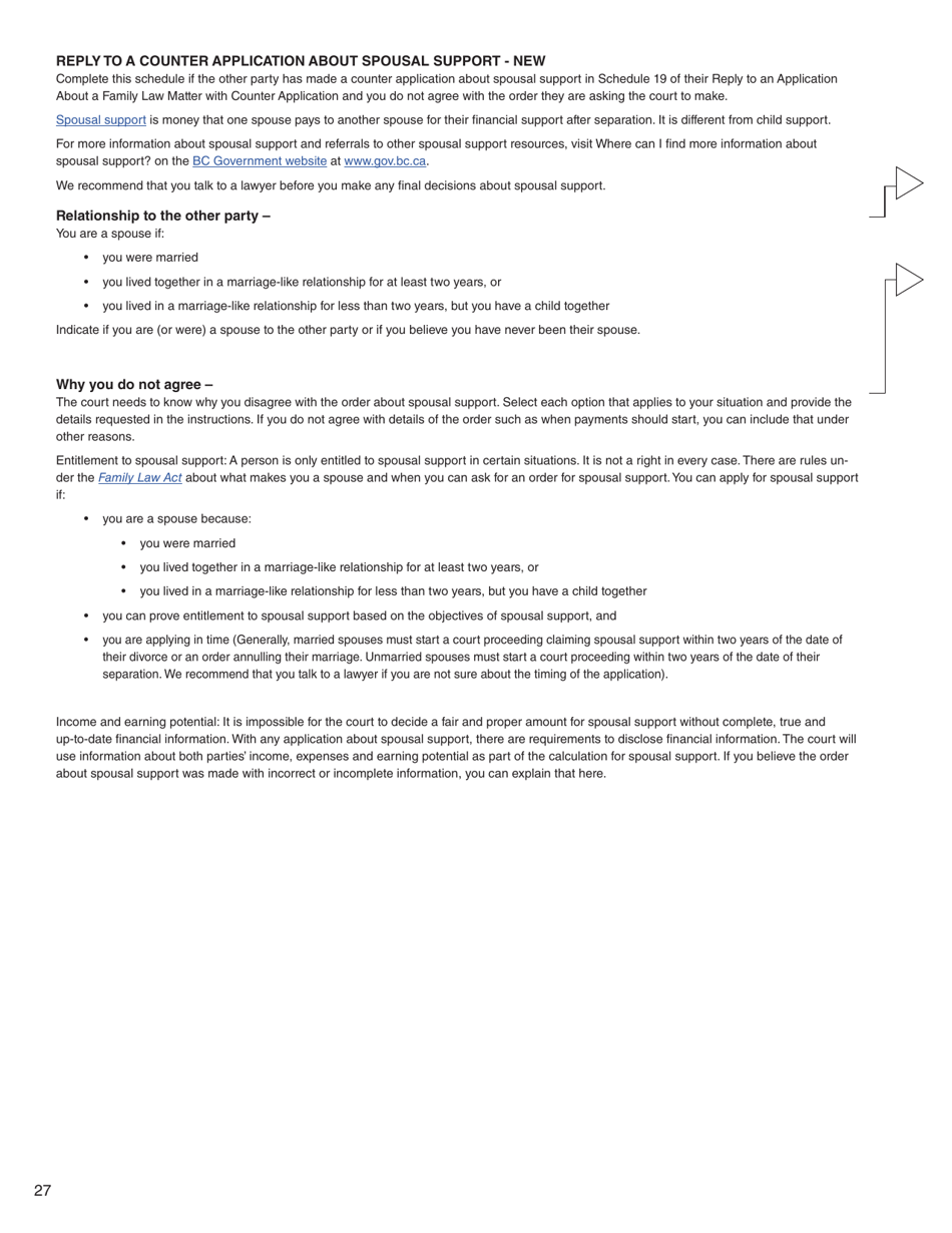 Form 8 (PFA716) Reply to a Counter Application - British Columbia, Canada, Page 27