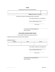 Form 80 Affidavit in Support of Order to Waive Fees - British Columbia, Canada, Page 4
