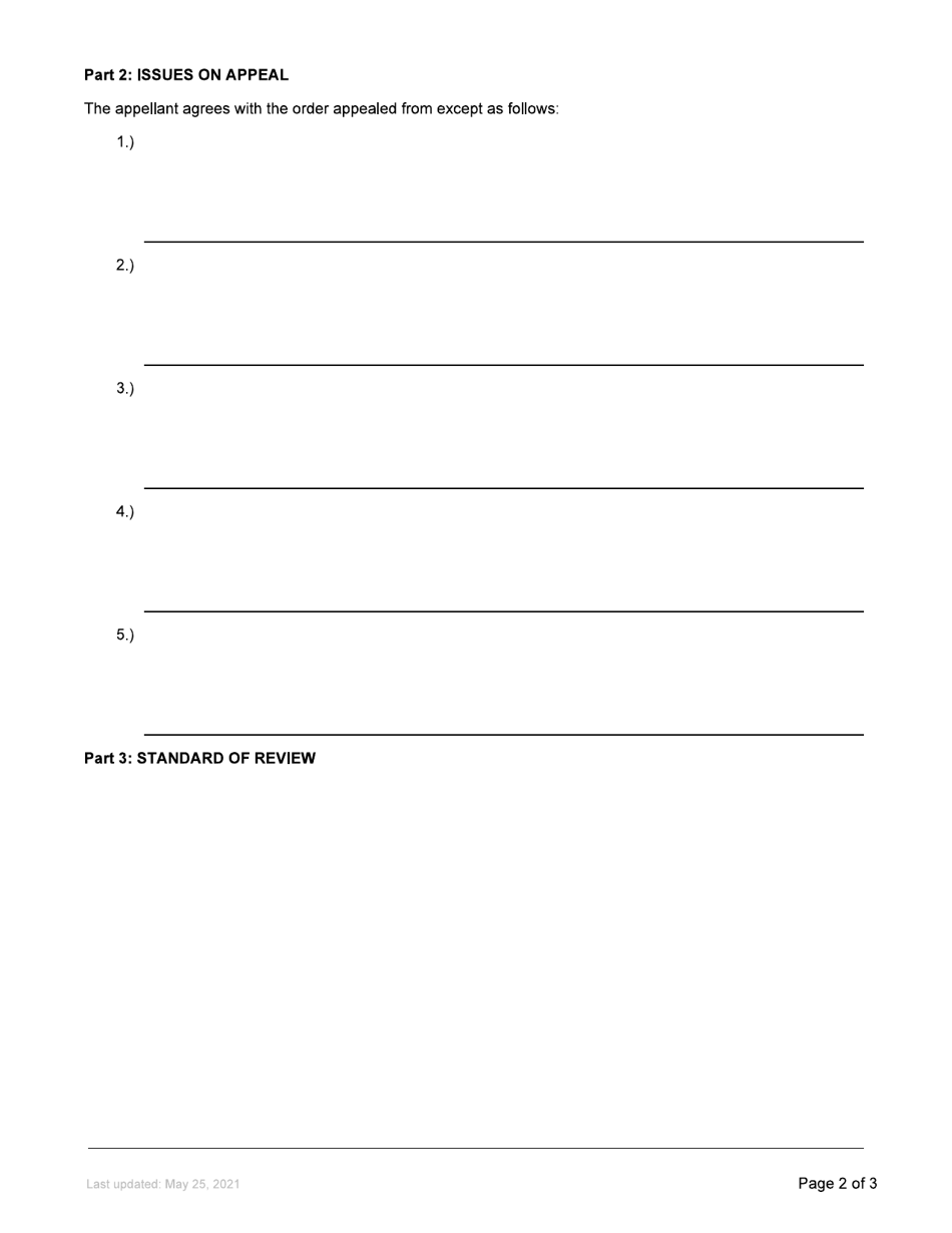 Form 121.1 Appellants Statement of Argument - British Columbia, Canada, Page 2