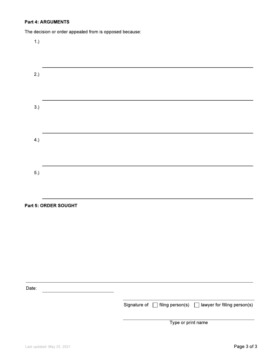 Form 121.1 Appellants Statement of Argument - British Columbia, Canada, Page 3