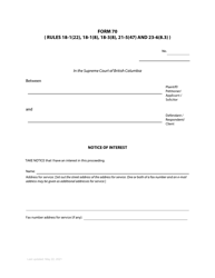 Document preview: Form 70 Notice of Interest - British Columbia, Canada