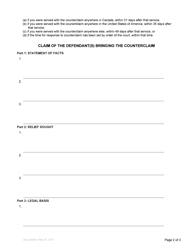 Form 3 Counterclaim - British Columbia, Canada, Page 2