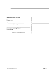 Form F16 Affidavit of Ordinary Service - British Columbia, Canada, Page 2