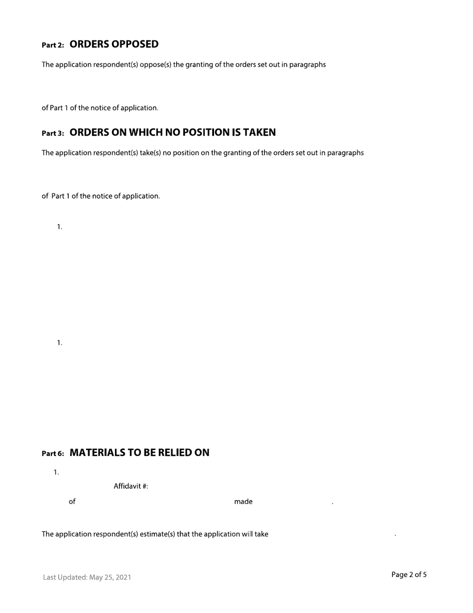 Form F32 Application Response - British Columbia, Canada, Page 2