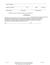 Registration Form for the Holder of License or Limited License to Practice Outside Scope of Practice - Nevada, Page 2