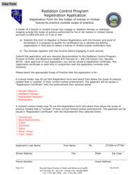 Document preview: Registration Form for the Holder of License or Limited License to Practice Outside Scope of Practice - Nevada