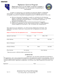 Document preview: Registration Form for the Holder of License to Engage in Computed Tomography for the Purpose of Qualifying for Certification - Nevada