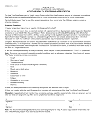 Document preview: Form OCFS-6040 Covid-19 Health Screening Attestation - New York